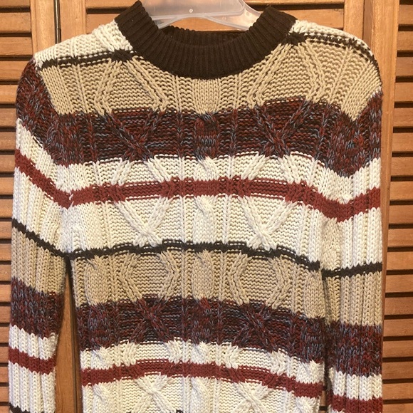 Cabot Cream, Brown, Rust and Blue Striped Sweater - Picture 3 of 12